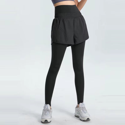 Seamless Fitnes Sports Yoga Pants Drawstring Strap Half Length Skirt Nine Point Squat Proof Leggings Women with Pockets Trousers