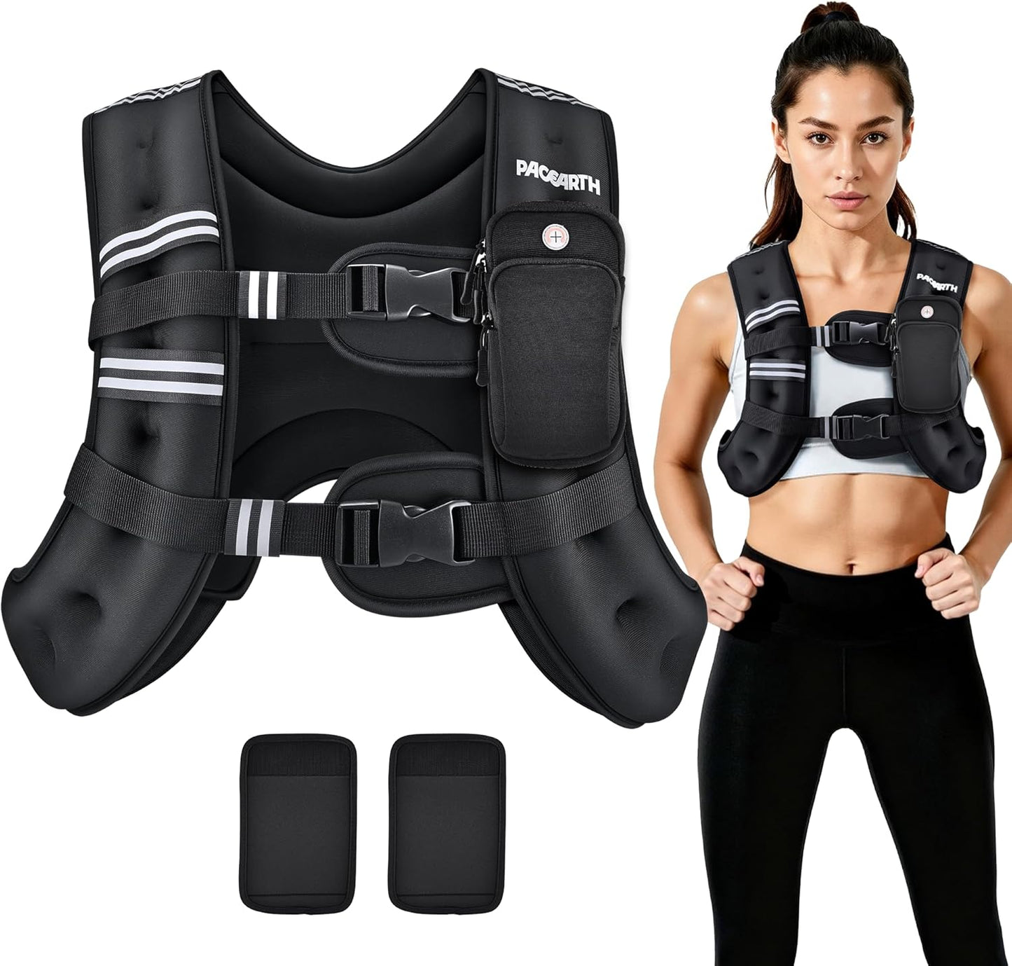 Weighted Vest,6Lb/8Lb/10Lb/12Lb/16Lb/20Lb/25Lb/30Lb Weight Vest with Reflective Stripe, Body Weight Vests for Women, Men, Weight Loss Workout, Strength Training, Running, Walking, Jogging