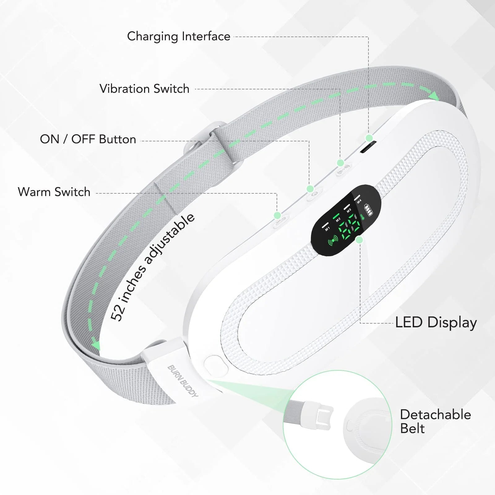 Portable Heating Pad for Period Comfort,1800Mah Cordless Period Heating Pad,3 Massage Modes Menstrual Heating Pad,Electric Rapid Fast Heating Period Comfort Heating Pad, Gifts for Women & Girl,White