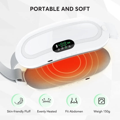 Portable Heating Pad for Period Comfort,1800Mah Cordless Period Heating Pad,3 Massage Modes Menstrual Heating Pad,Electric Rapid Fast Heating Period Comfort Heating Pad, Gifts for Women & Girl,White